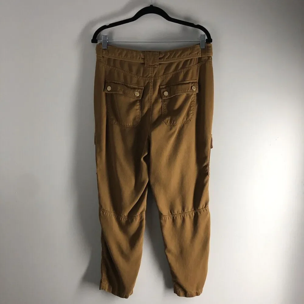 White House Black Market Sz 6 Cargo Pants High‎ Rise Straight Ankle Bronze Brown